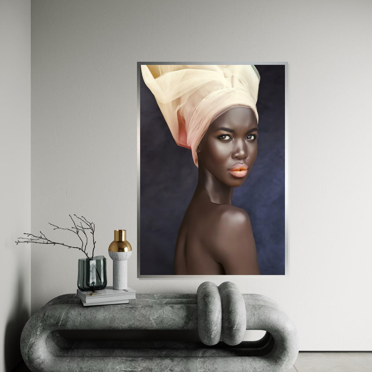 Elegant Woman Portrait Canvas, Ethereal Beauty Art, Wall Art Canvas Design, Ready To Hang Decoration, Glamour Poster, Chic Decor