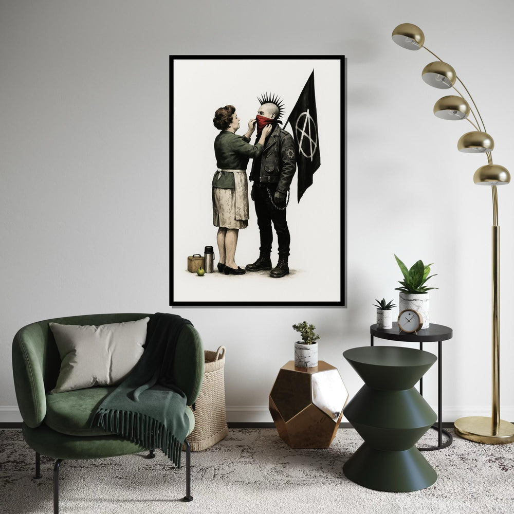 Punk Anarchy Canvas, Mother and Punk Art, Banksy Style Wall Art, Wall Art Canvas Design, Ready to Hang Decoration