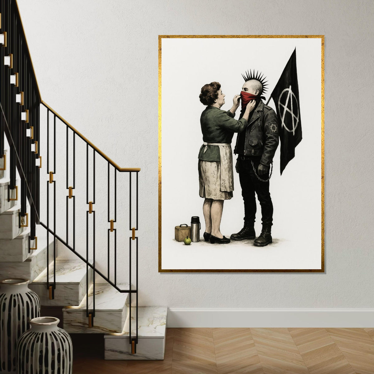Punk Anarchy Canvas, Mother and Punk Art, Banksy Style Wall Art, Wall Art Canvas Design, Ready to Hang Decoration