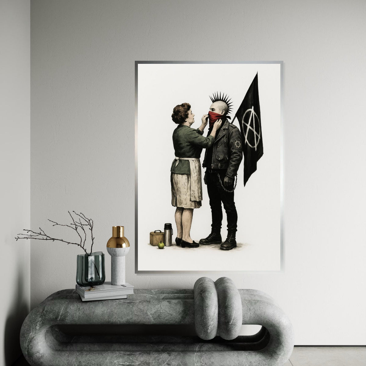 Punk Anarchy Canvas, Mother and Punk Art, Banksy Style Wall Art, Wall Art Canvas Design, Ready to Hang Decoration