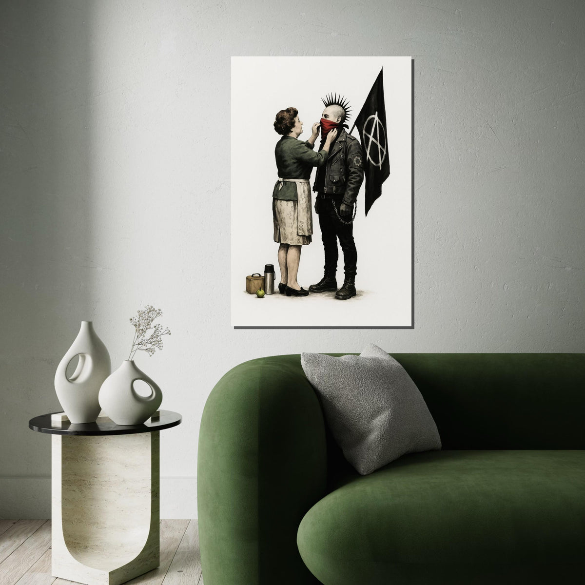 Punk Anarchy Canvas, Mother and Punk Art, Banksy Style Wall Art, Wall Art Canvas Design, Ready to Hang Decoration