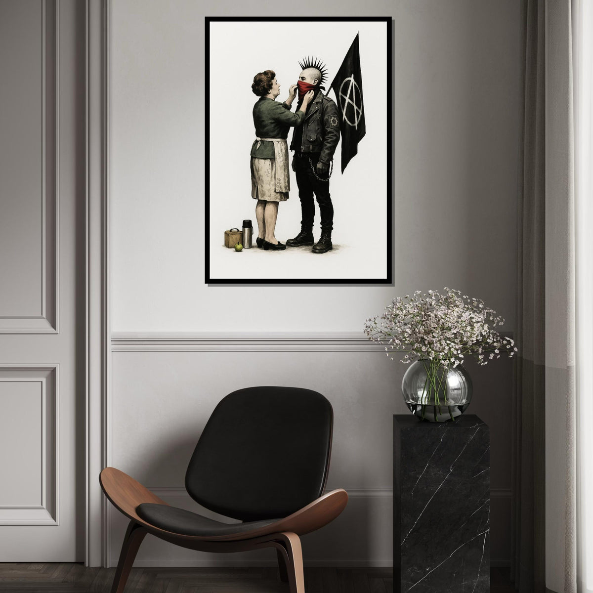 Punk Anarchy Canvas, Mother and Punk Art, Banksy Style Wall Art, Wall Art Canvas Design, Ready to Hang Decoration