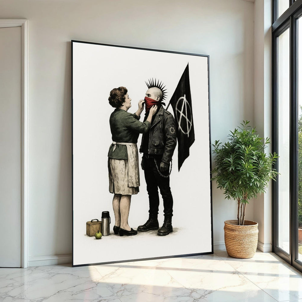 Punk Anarchy Canvas, Mother and Punk Art, Banksy Style Wall Art, Wall Art Canvas Design, Ready to Hang Decoration