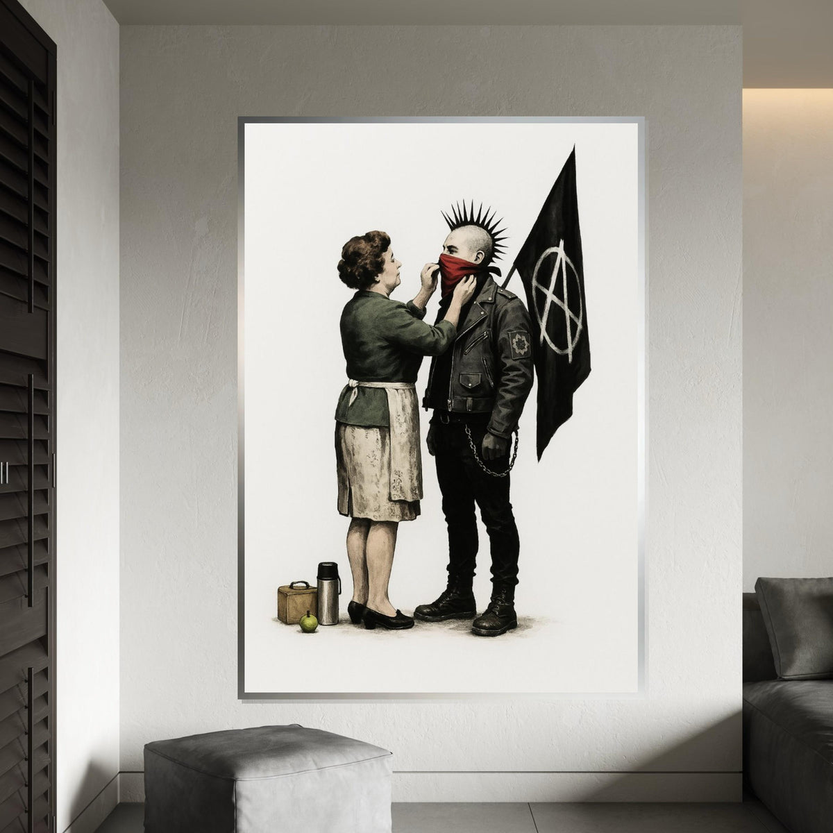 Punk Anarchy Canvas, Mother and Punk Art, Banksy Style Wall Art, Wall Art Canvas Design, Ready to Hang Decoration