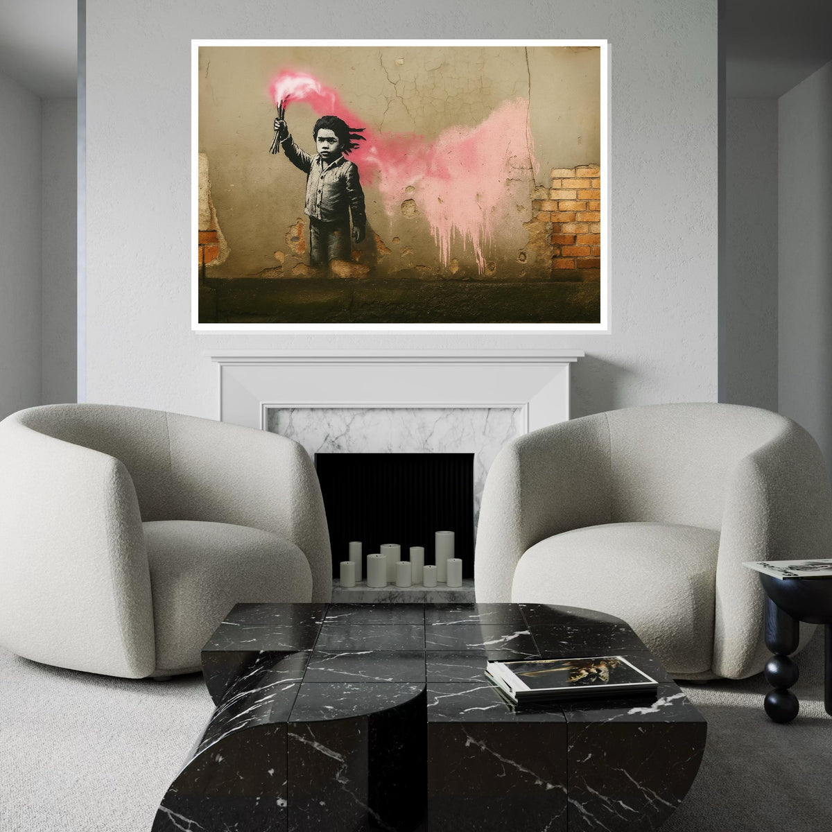 Graffiti Child Canvas, Street Art Wall Print, Bold Pink Spray Art, Banksy Style Wall Art, Canvas Design, Ready To Hang Decoration