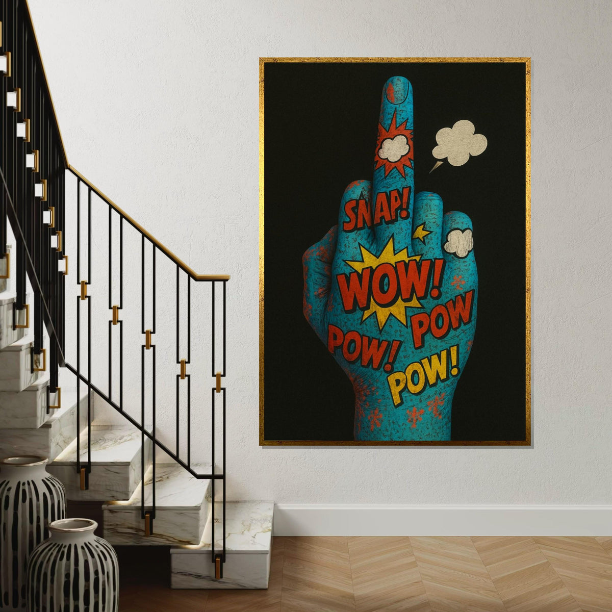 Pop Art Hand Canvas, Comic Art Poster, Colorful Pop Art, Wall Art Canvas Design, Ready to Hang Decoration, Comic Explosion Print