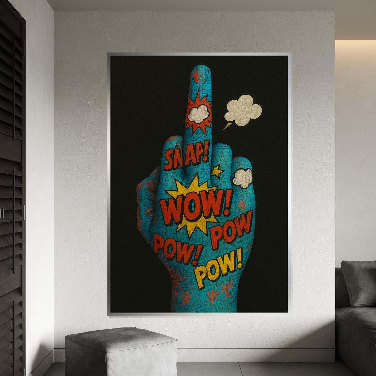 Pop Art Hand Canvas, Comic Art Poster, Colorful Pop Art, Wall Art Canvas Design, Ready to Hang Decoration, Comic Explosion Print
