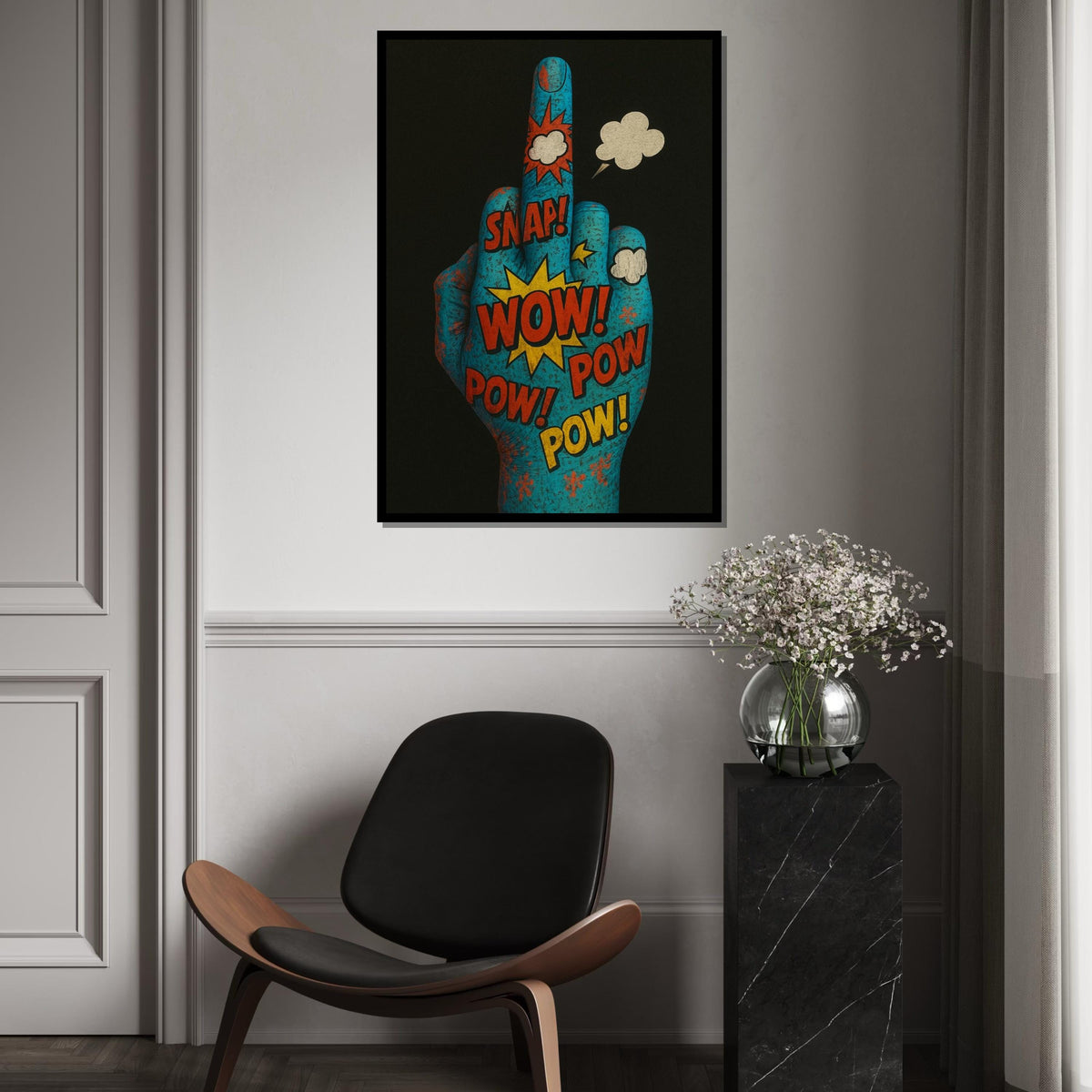 Pop Art Hand Canvas, Comic Art Poster, Colorful Pop Art, Wall Art Canvas Design, Ready to Hang Decoration, Comic Explosion Print