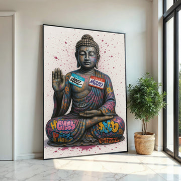 Graffiti Buddha Canvas, Street Art Buddha Poster, Urban Art Canvas Design, Wall Art Canvas, Ready to Hang Decoration