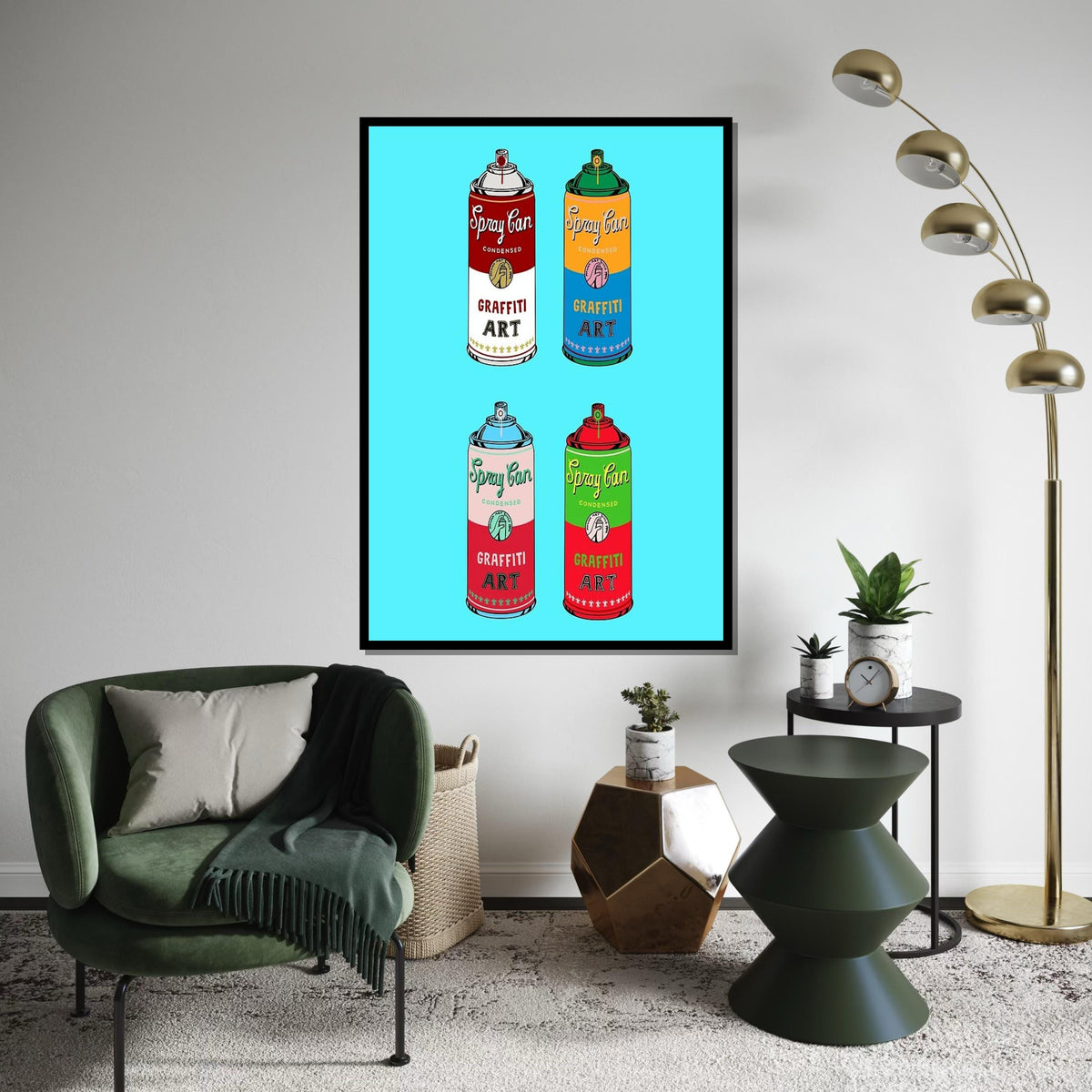 Pop Art Spray Cans Canvas, Graffiti Art Print, Colorful Wall Art, Spray Can Poster, Modern Art Canvas Design, Ready To Hang Wall Decor