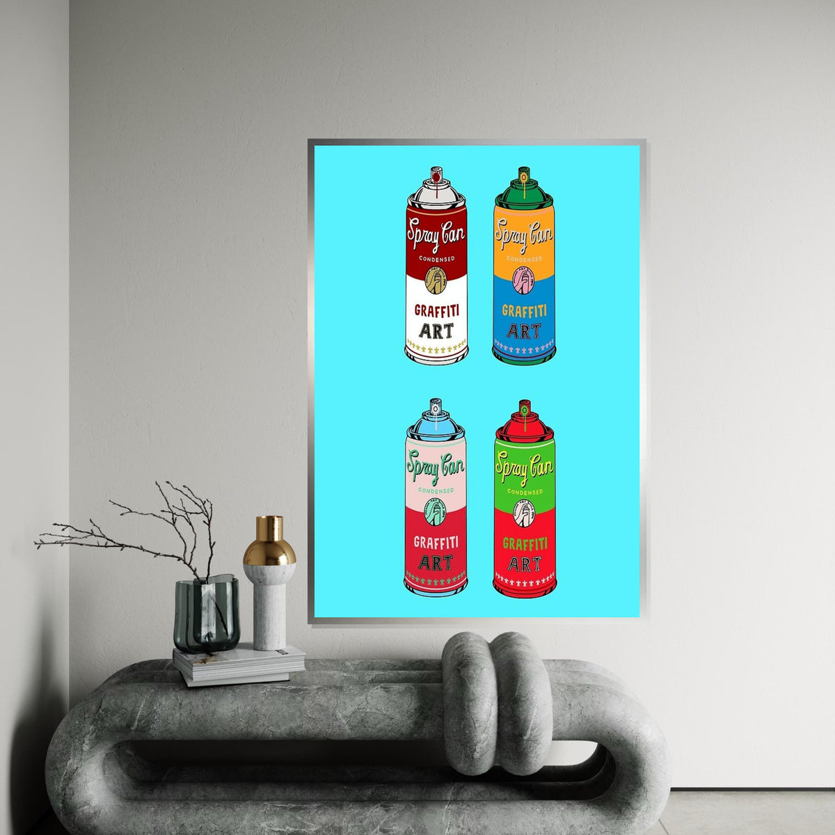 Pop Art Spray Cans Canvas, Graffiti Art Print, Colorful Wall Art, Spray Can Poster, Modern Art Canvas Design, Ready To Hang Wall Decor