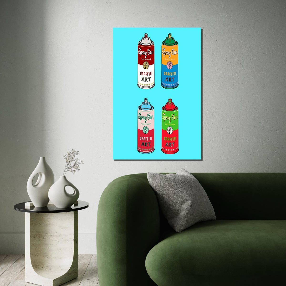 Pop Art Spray Cans Canvas, Graffiti Art Print, Colorful Wall Art, Spray Can Poster, Modern Art Canvas Design, Ready To Hang Wall Decor