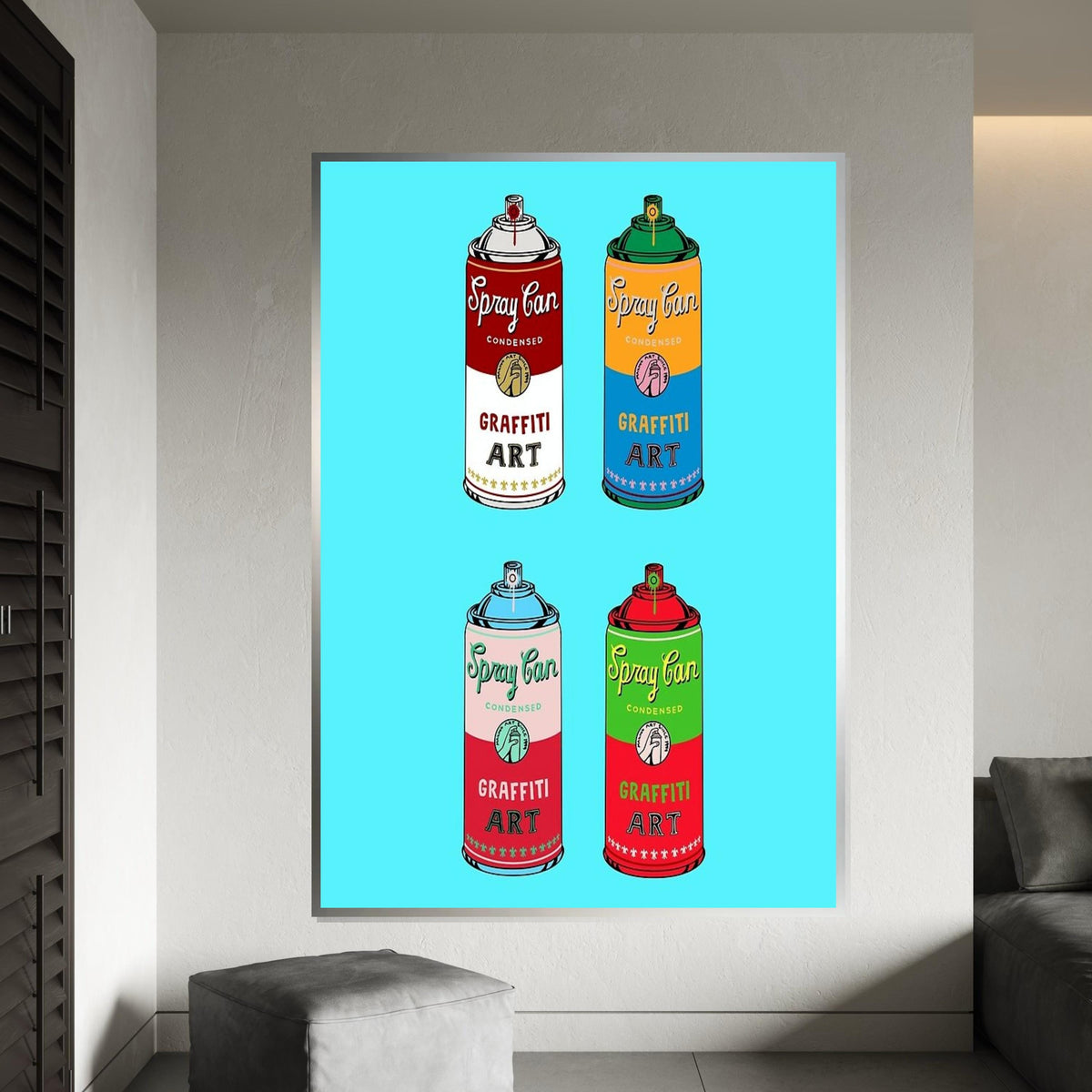 Pop Art Spray Cans Canvas, Graffiti Art Print, Colorful Wall Art, Spray Can Poster, Modern Art Canvas Design, Ready To Hang Wall Decor
