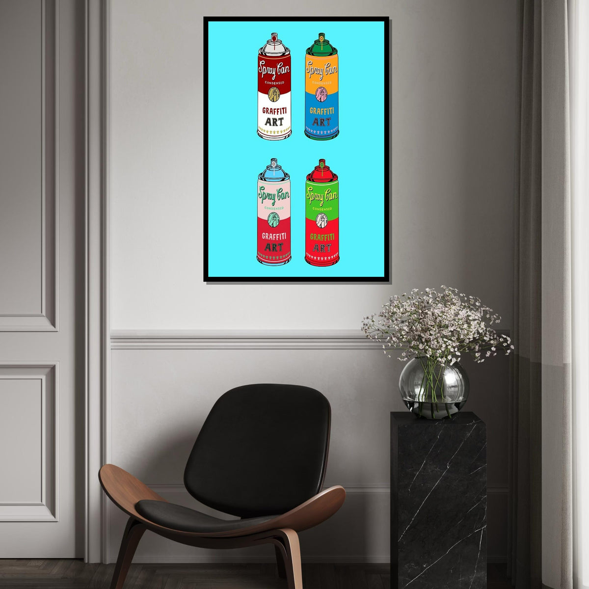 Pop Art Spray Cans Canvas, Graffiti Art Print, Colorful Wall Art, Spray Can Poster, Modern Art Canvas Design, Ready To Hang Wall Decor