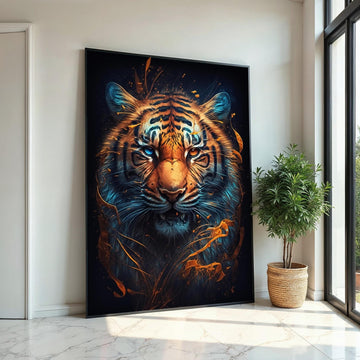 Enigmatic Tiger Canvas, Vibrant Tiger Wall Art, DualEyed Big Cat Print, Animal Canvas Design, Ready to Hang Home Decoration