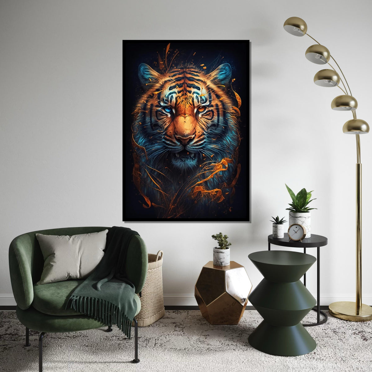 Enigmatic Tiger Canvas, Vibrant Tiger Wall Art, DualEyed Big Cat Print, Animal Canvas Design, Ready to Hang Home Decoration