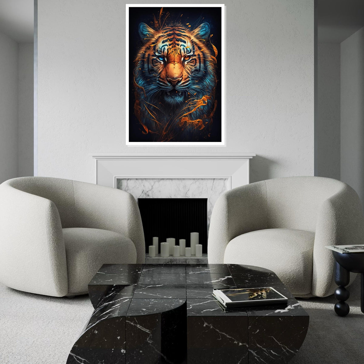 Enigmatic Tiger Canvas, Vibrant Tiger Wall Art, DualEyed Big Cat Print, Animal Canvas Design, Ready to Hang Home Decoration