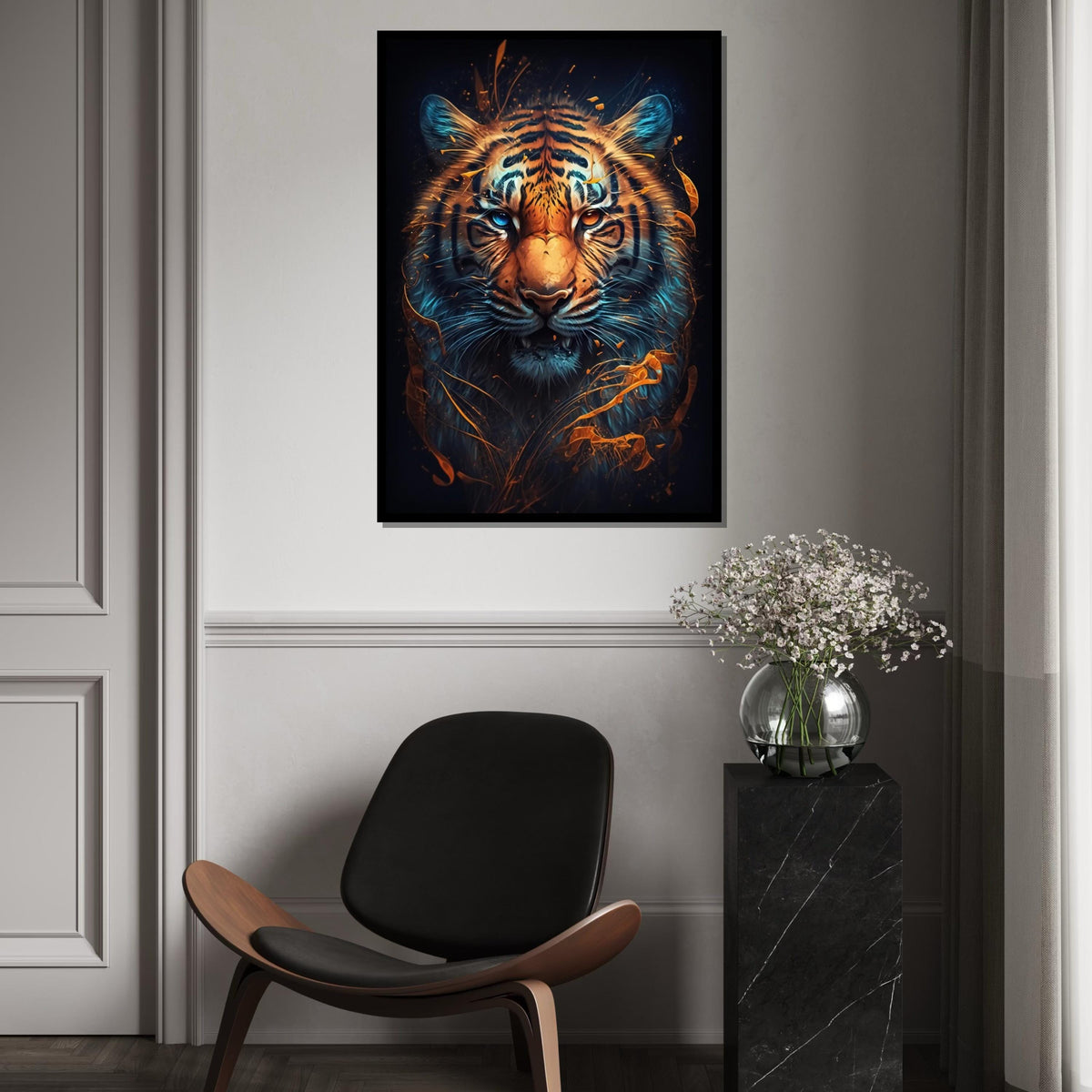 Enigmatic Tiger Canvas, Vibrant Tiger Wall Art, DualEyed Big Cat Print, Animal Canvas Design, Ready to Hang Home Decoration