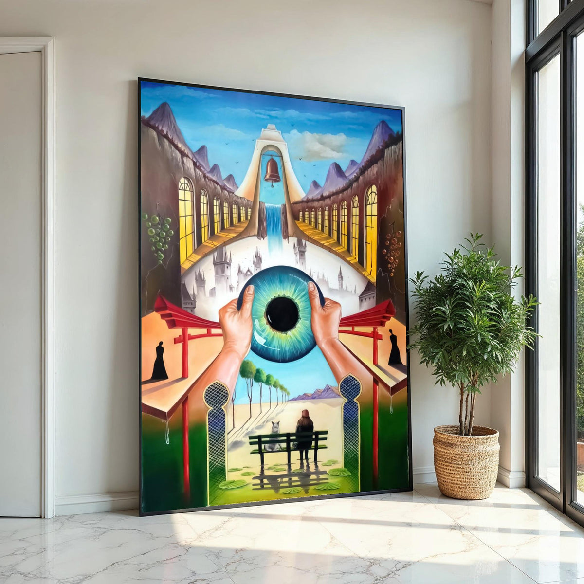 Surreal Visionary Canvas, Mystical Eye Art, Surreal Landscape Print, Dreamlike Wall Art Canvas, Ready to Hang Artistic Decor