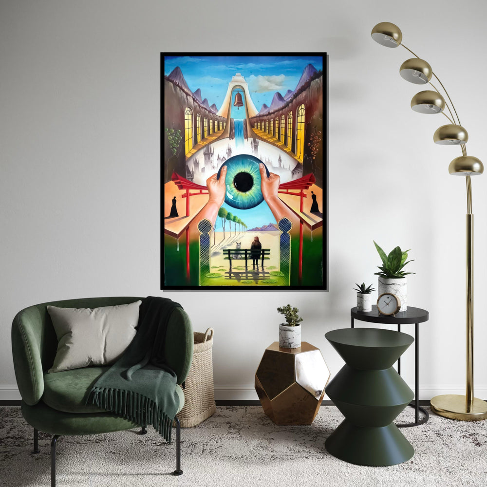Surreal Visionary Canvas, Mystical Eye Art, Surreal Landscape Print, Dreamlike Wall Art Canvas, Ready to Hang Artistic Decor