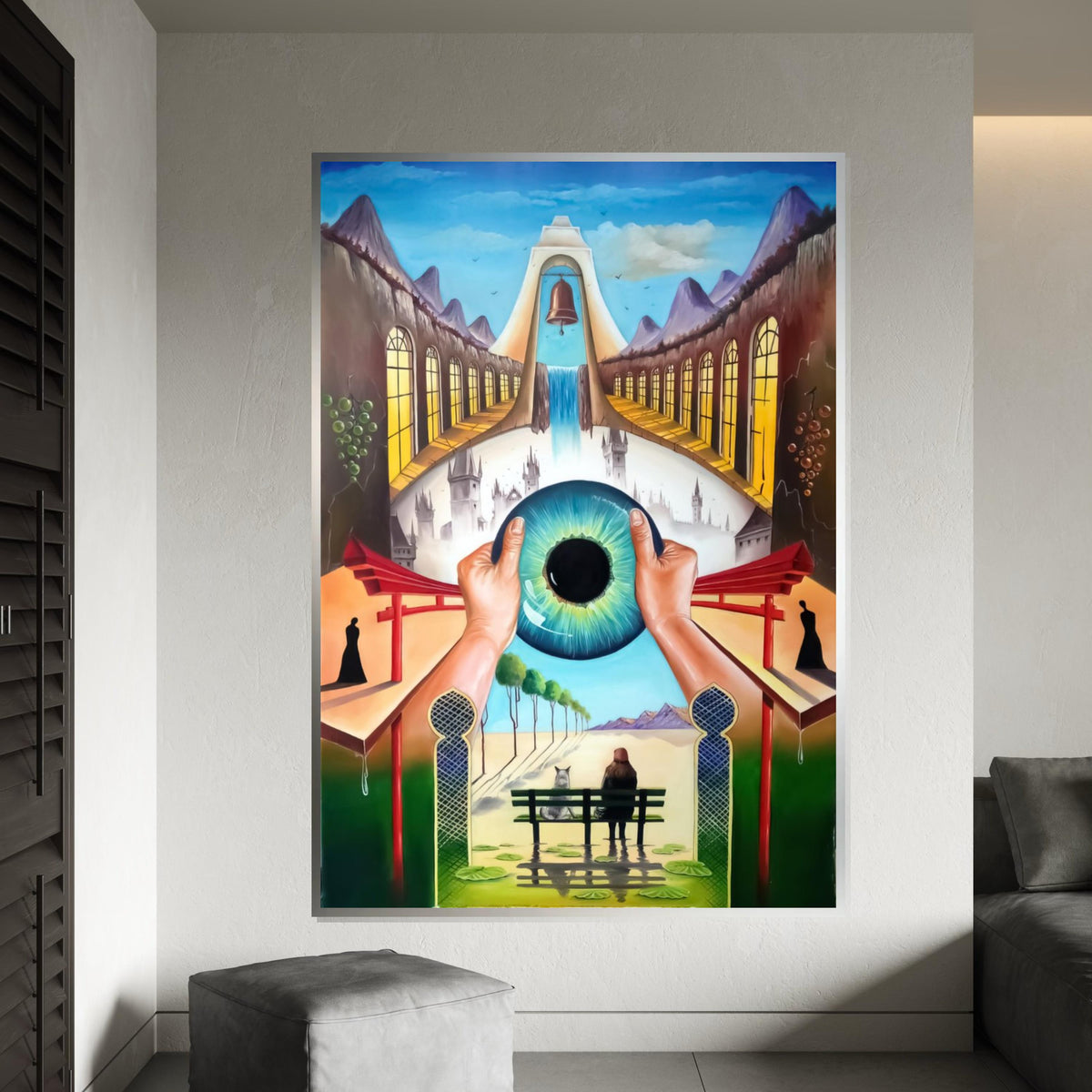Surreal Visionary Canvas, Mystical Eye Art, Surreal Landscape Print, Dreamlike Wall Art Canvas, Ready to Hang Artistic Decor