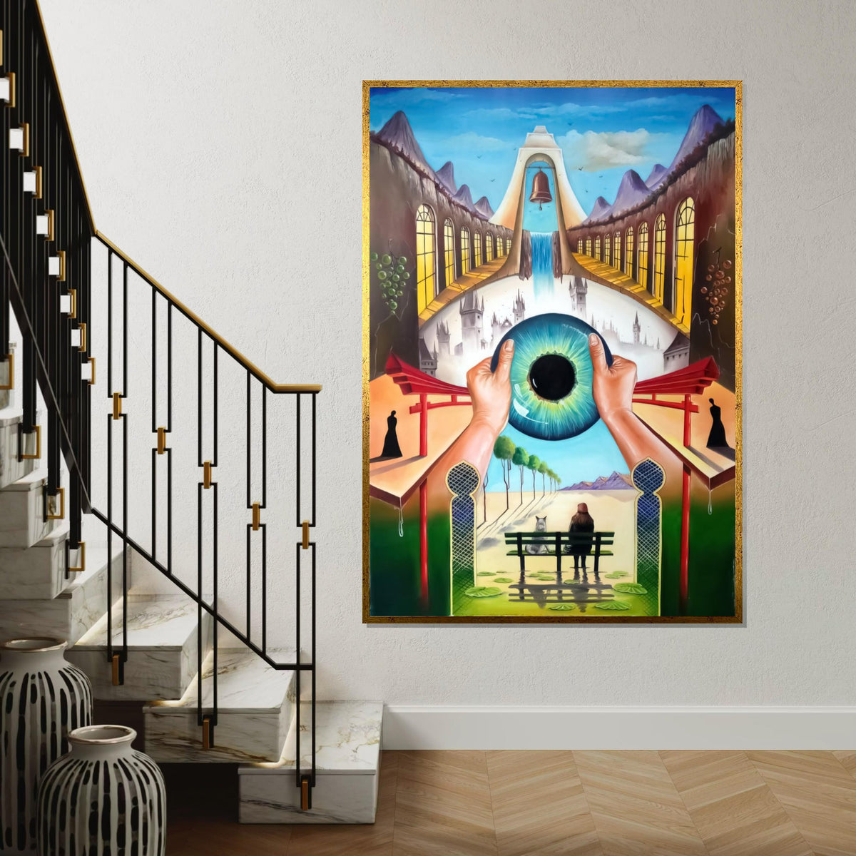 Surreal Visionary Canvas, Mystical Eye Art, Surreal Landscape Print, Dreamlike Wall Art Canvas, Ready to Hang Artistic Decor