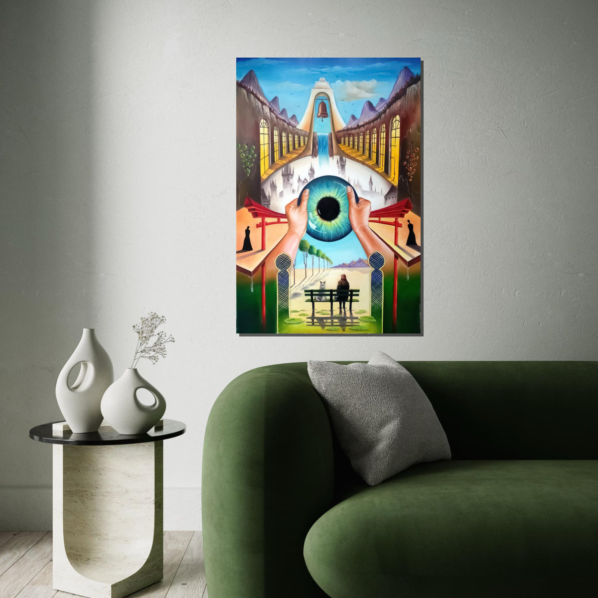 Surreal Visionary Canvas, Mystical Eye Art, Surreal Landscape Print, Dreamlike Wall Art Canvas, Ready to Hang Artistic Decor