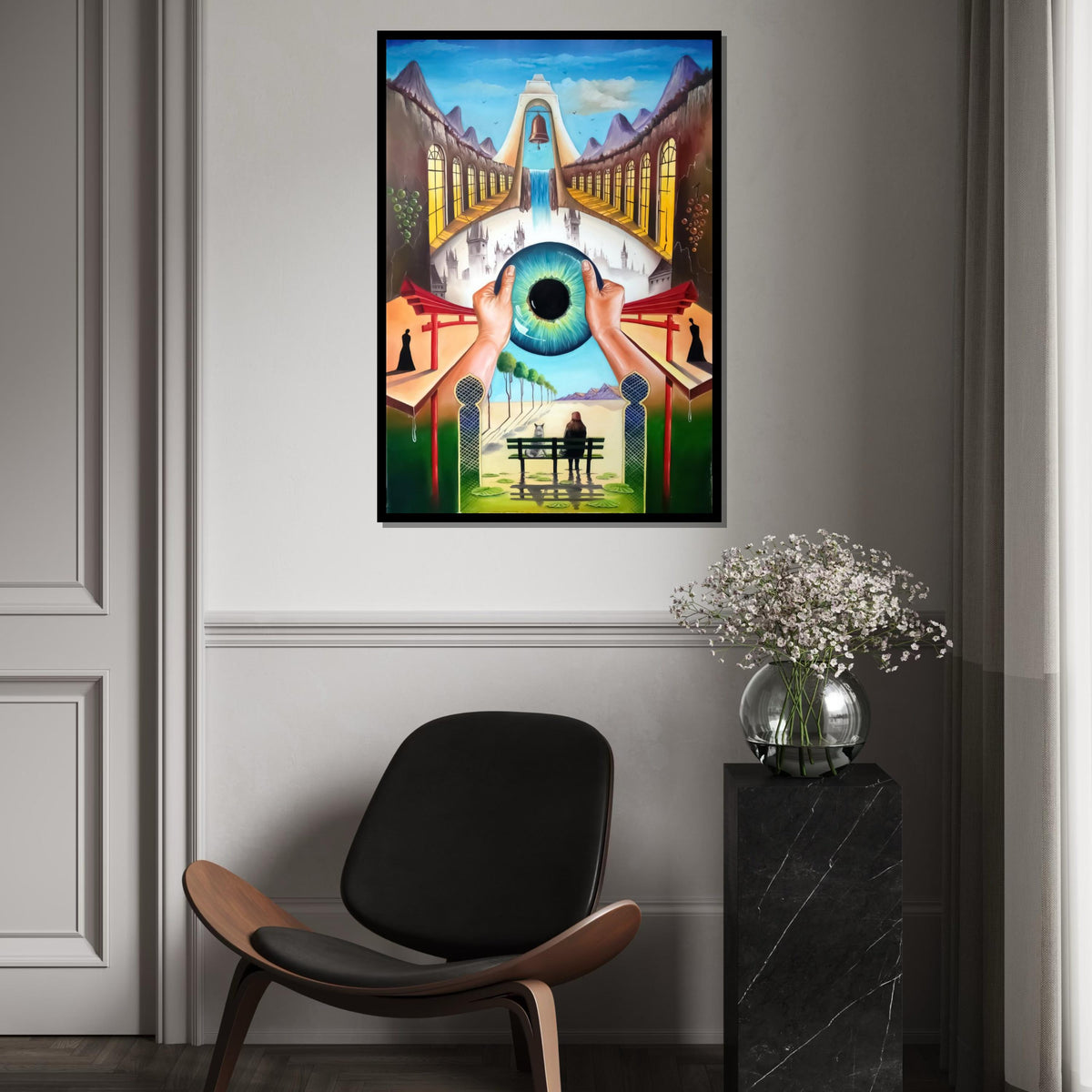 Surreal Visionary Canvas, Mystical Eye Art, Surreal Landscape Print, Dreamlike Wall Art Canvas, Ready to Hang Artistic Decor