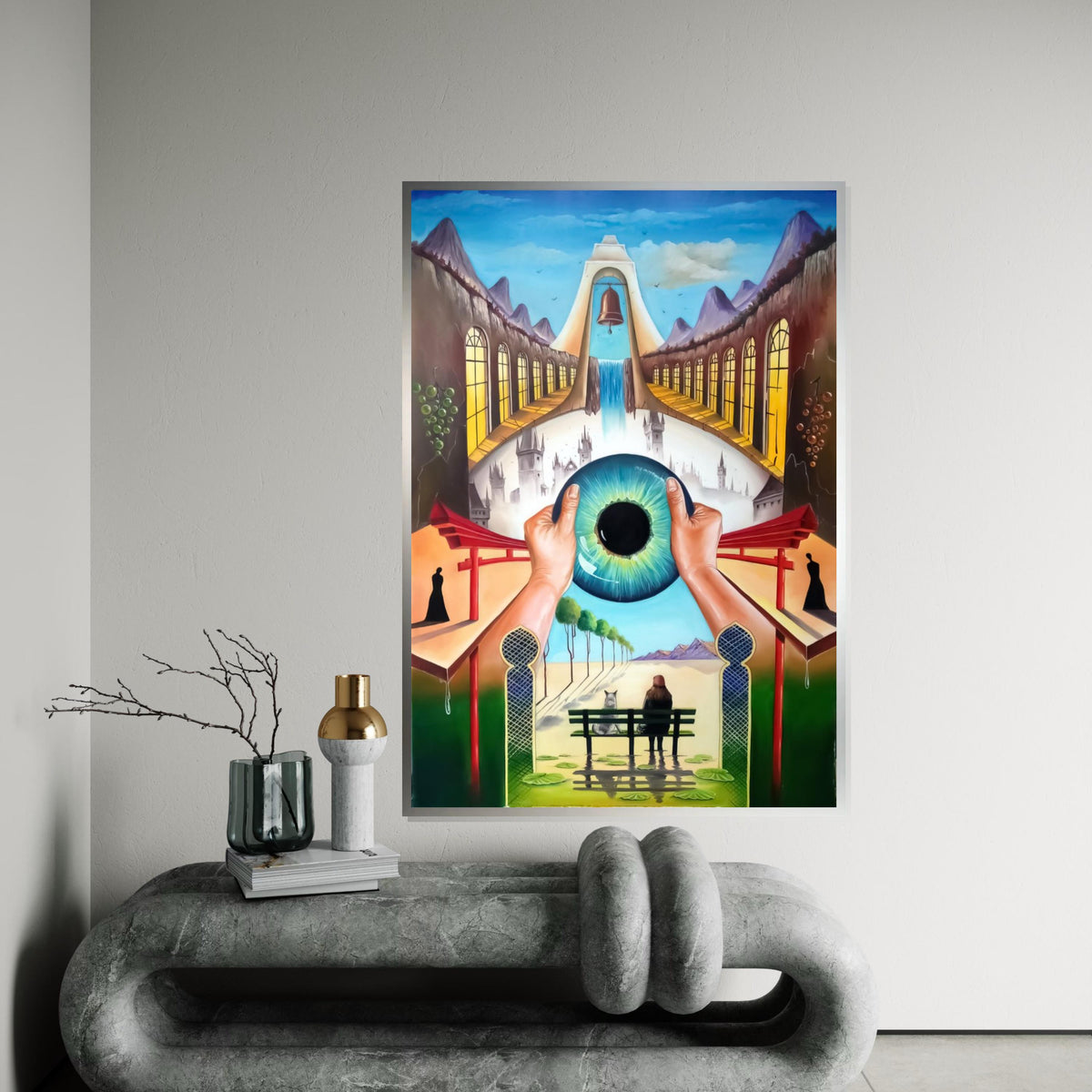 Surreal Visionary Canvas, Mystical Eye Art, Surreal Landscape Print, Dreamlike Wall Art Canvas, Ready to Hang Artistic Decor