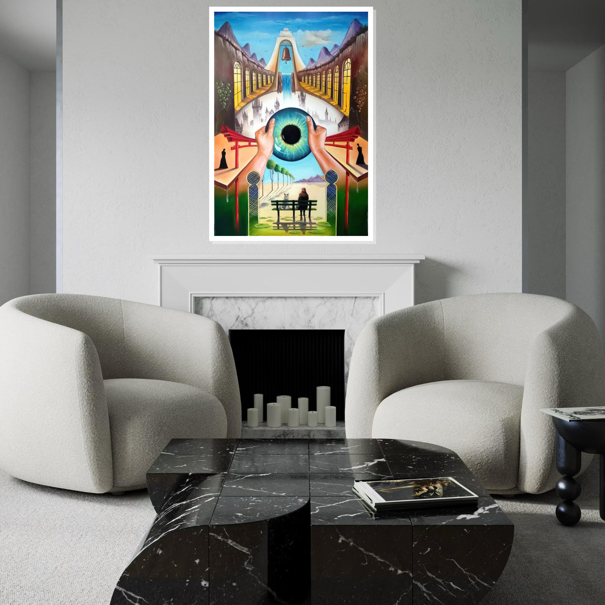 Surreal Visionary Canvas, Mystical Eye Art, Surreal Landscape Print, Dreamlike Wall Art Canvas, Ready to Hang Artistic Decor