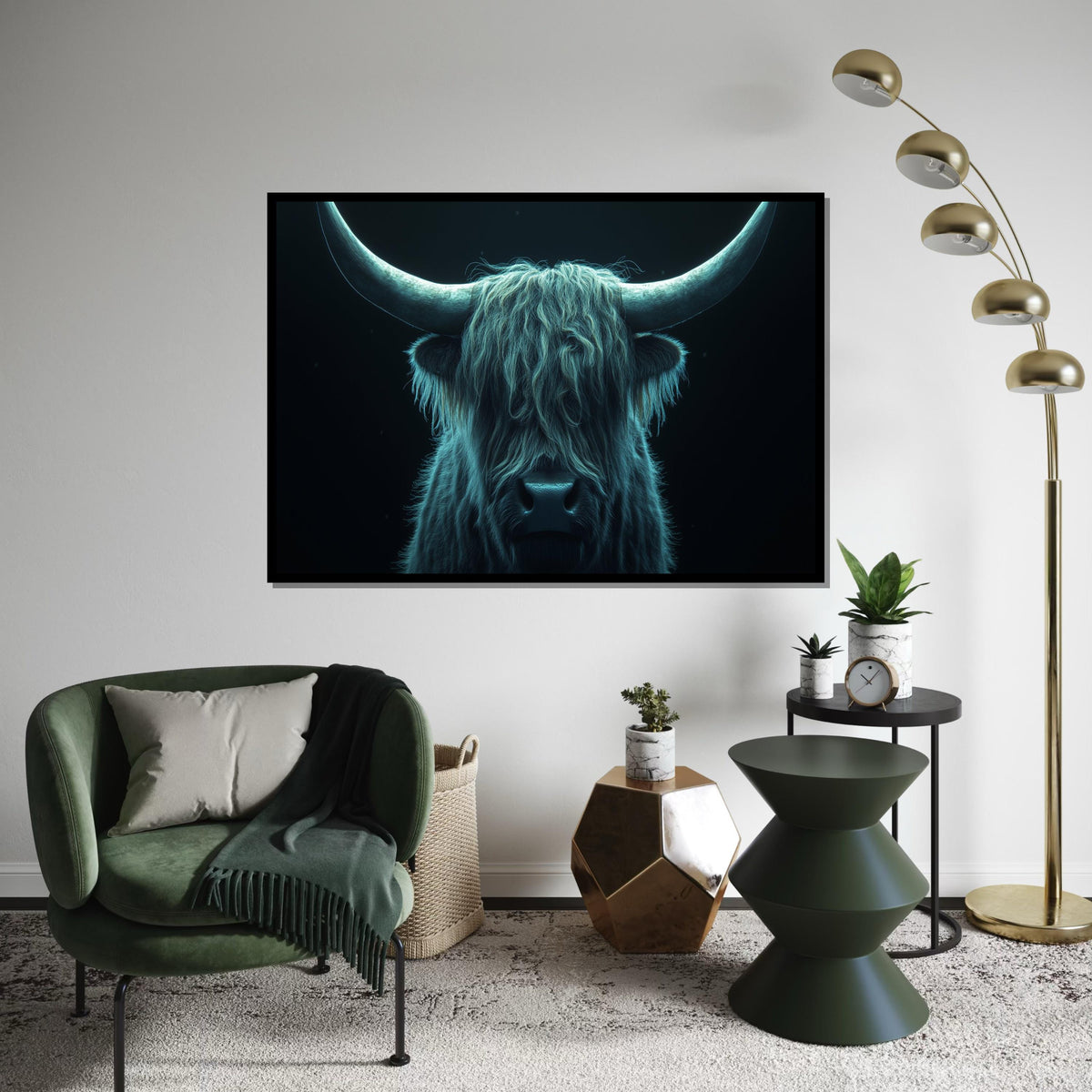 Highland Cow Canvas, Majestic Bull Wall Art, Animal Portrait Print, Wall Art Canvas Design, Framed Canvas Ready to Hang Decoration