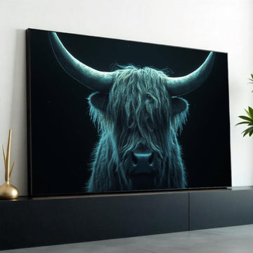 Highland Cow Canvas, Majestic Bull Wall Art, Animal Portrait Print, Wall Art Canvas Design, Framed Canvas Ready to Hang Decoration