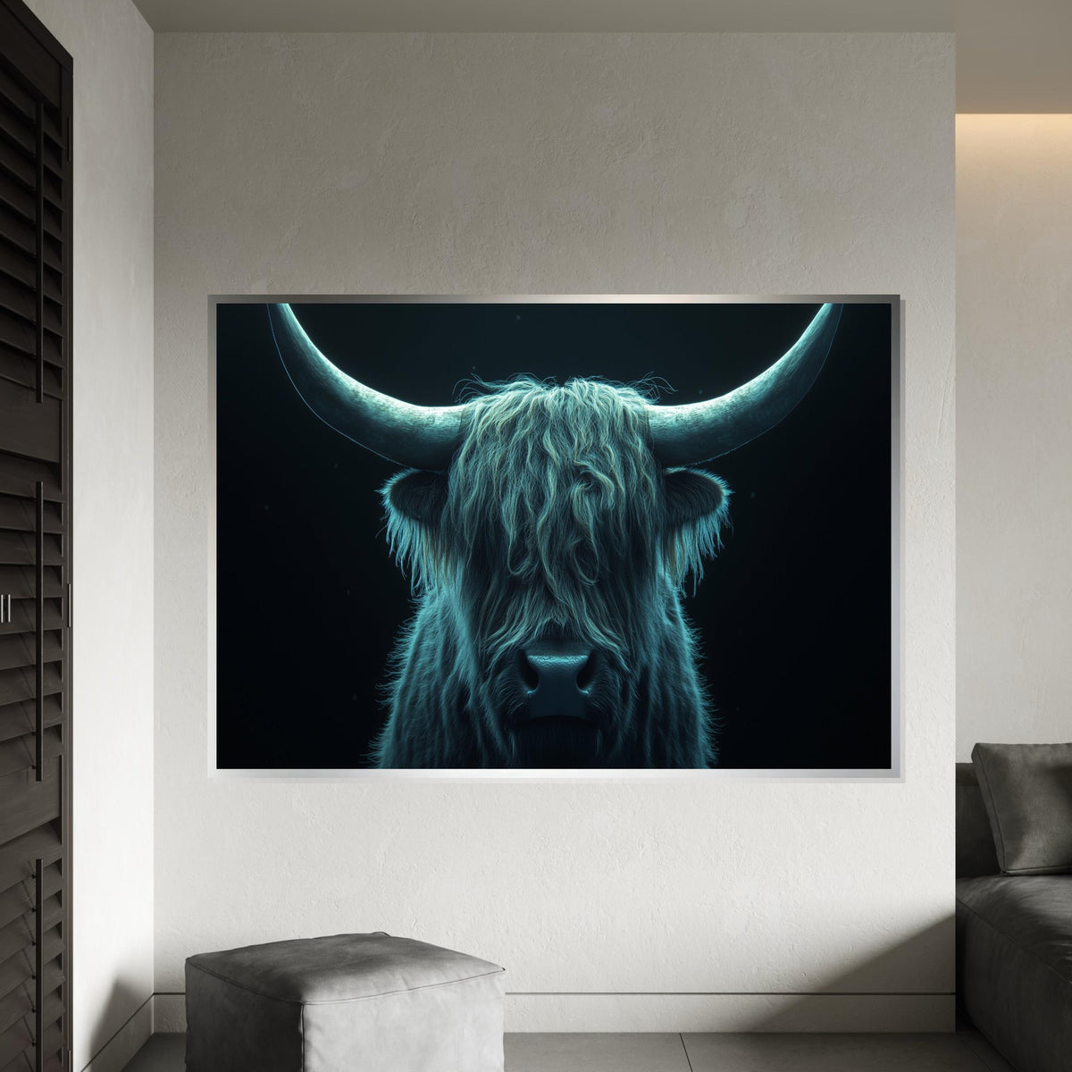 Highland Cow Canvas, Majestic Bull Wall Art, Animal Portrait Print, Wall Art Canvas Design, Framed Canvas Ready to Hang Decoration