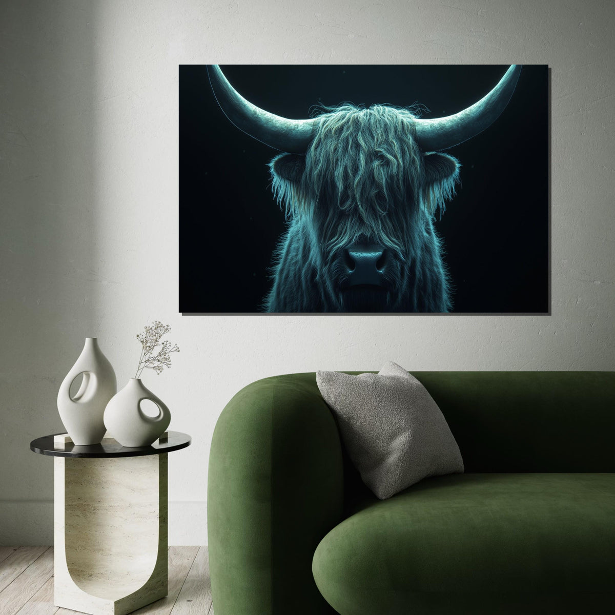 Highland Cow Canvas, Majestic Bull Wall Art, Animal Portrait Print, Wall Art Canvas Design, Framed Canvas Ready to Hang Decoration