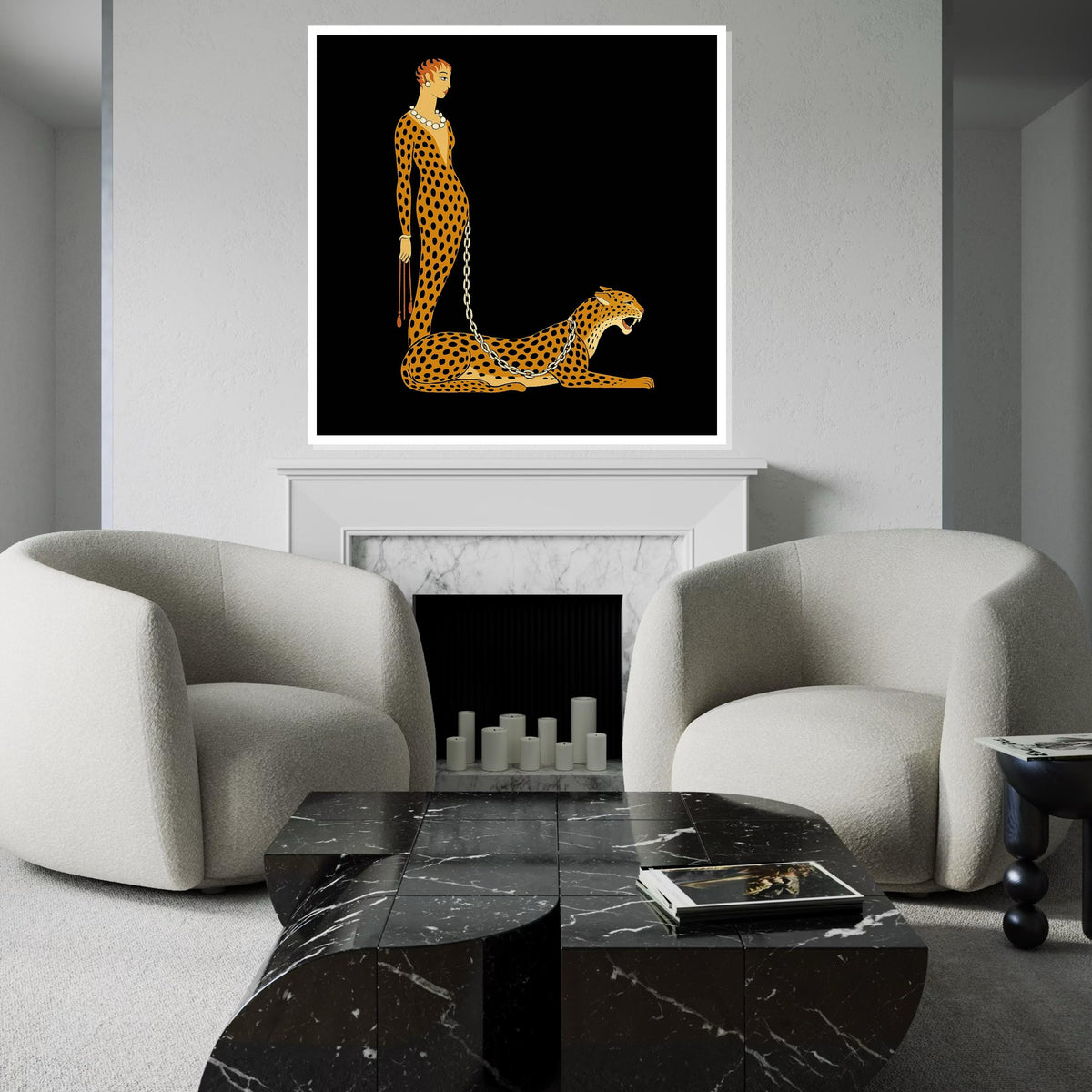 Art Deco Cheetah Canvas, Elegant Woman Wall Art, Cheetah Print, Wall Art Canvas Design, Ready To Hang Home Decor