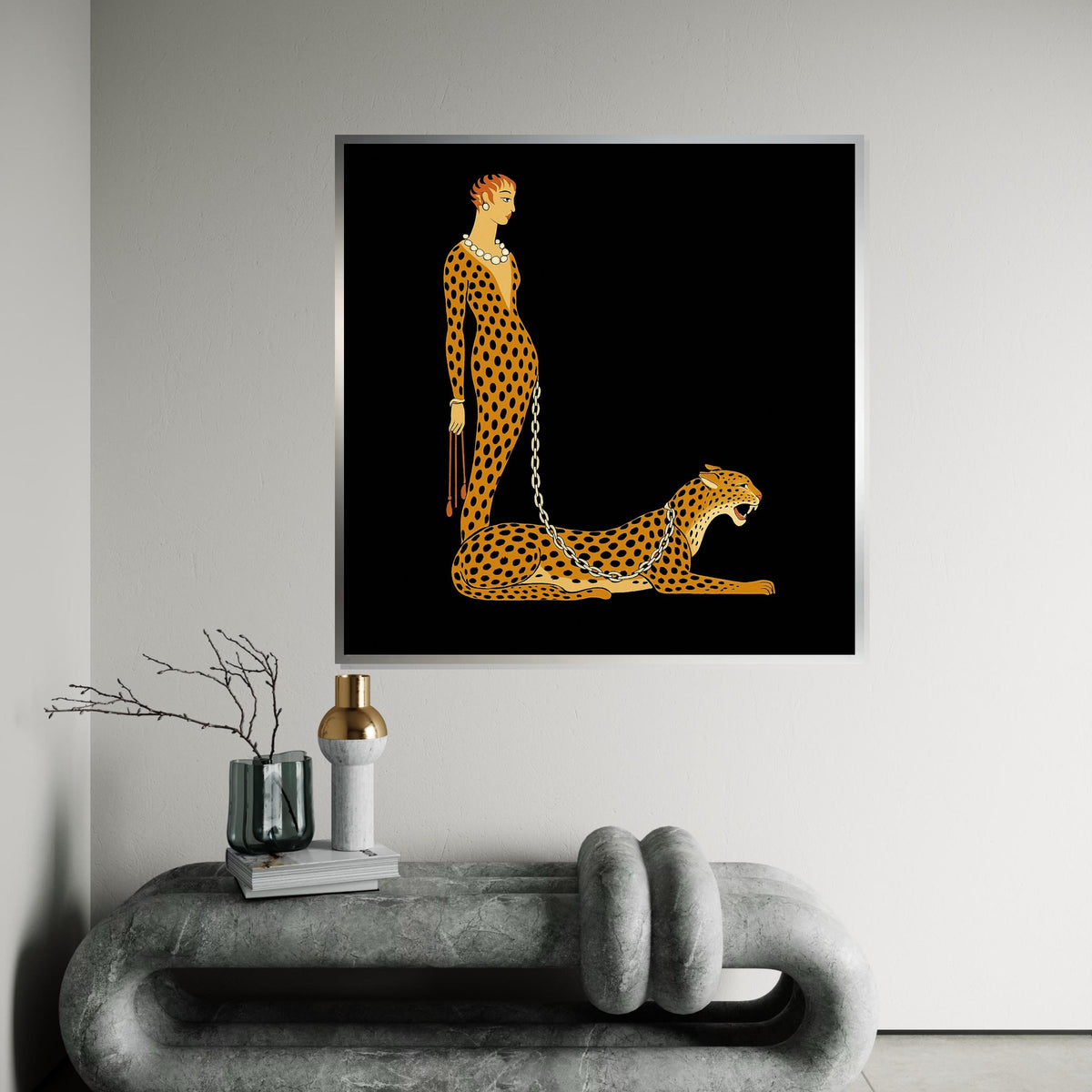 Art Deco Cheetah Canvas, Elegant Woman Wall Art, Cheetah Print, Wall Art Canvas Design, Ready To Hang Home Decor