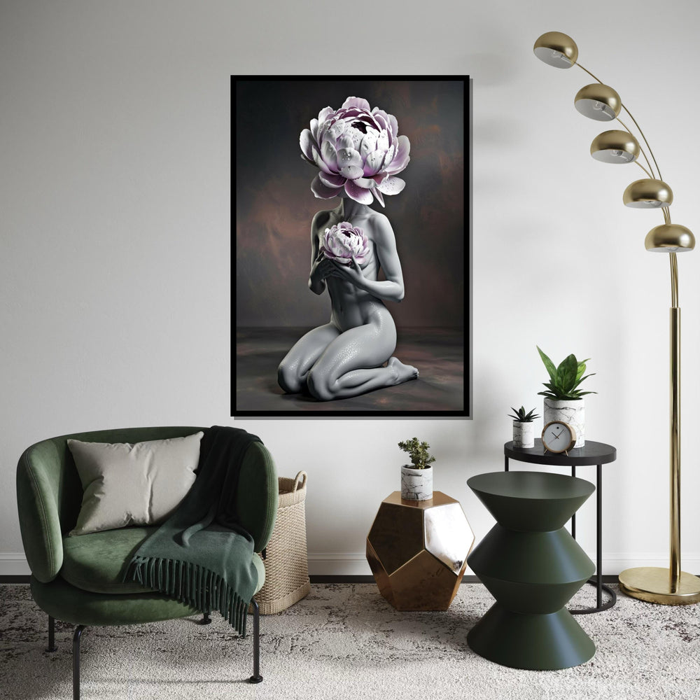 Floral Head Abstract, Human Body Flower Canvas, Surreal Art Print, Wall Art Canvas Design, Ready to Hang Home Decor, Unique Canvas Art