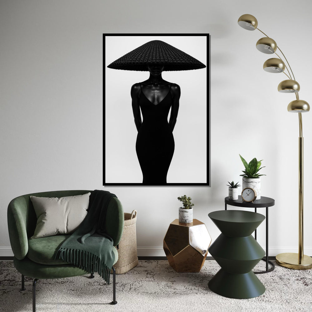 Innovative Lady in Hat, Black and White Fashion Canvas, Modern Art, Wall Art Canvas Design, Ready to Hang Decoration