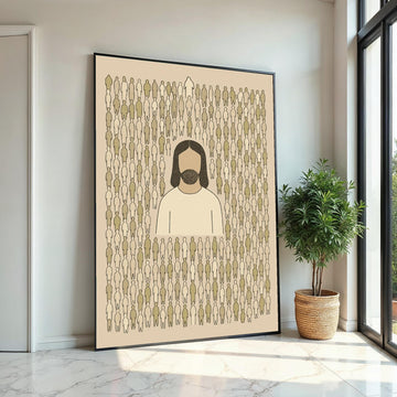 Jesus Among the Crowd Canvas, Spiritual Art Print, Minimalist Religious Poster, Wall Art Canvas, Ready To Hang Decoration