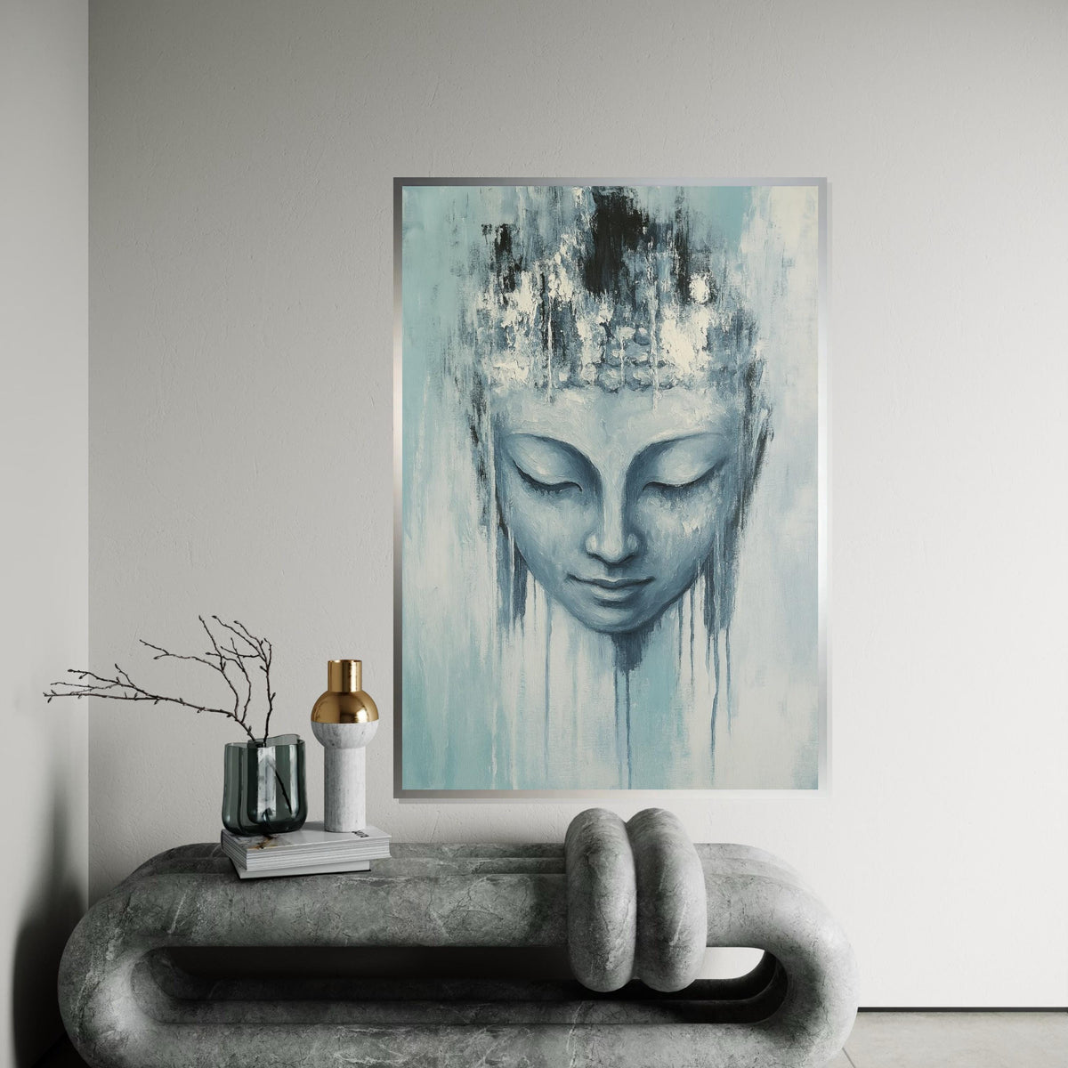 Serene Buddha Canvas, Meditative Wall Art, Spiritual Buddha Poster, Zen Art Canvas Design, Ready To Hang Decoration, Tranquil Home Decor