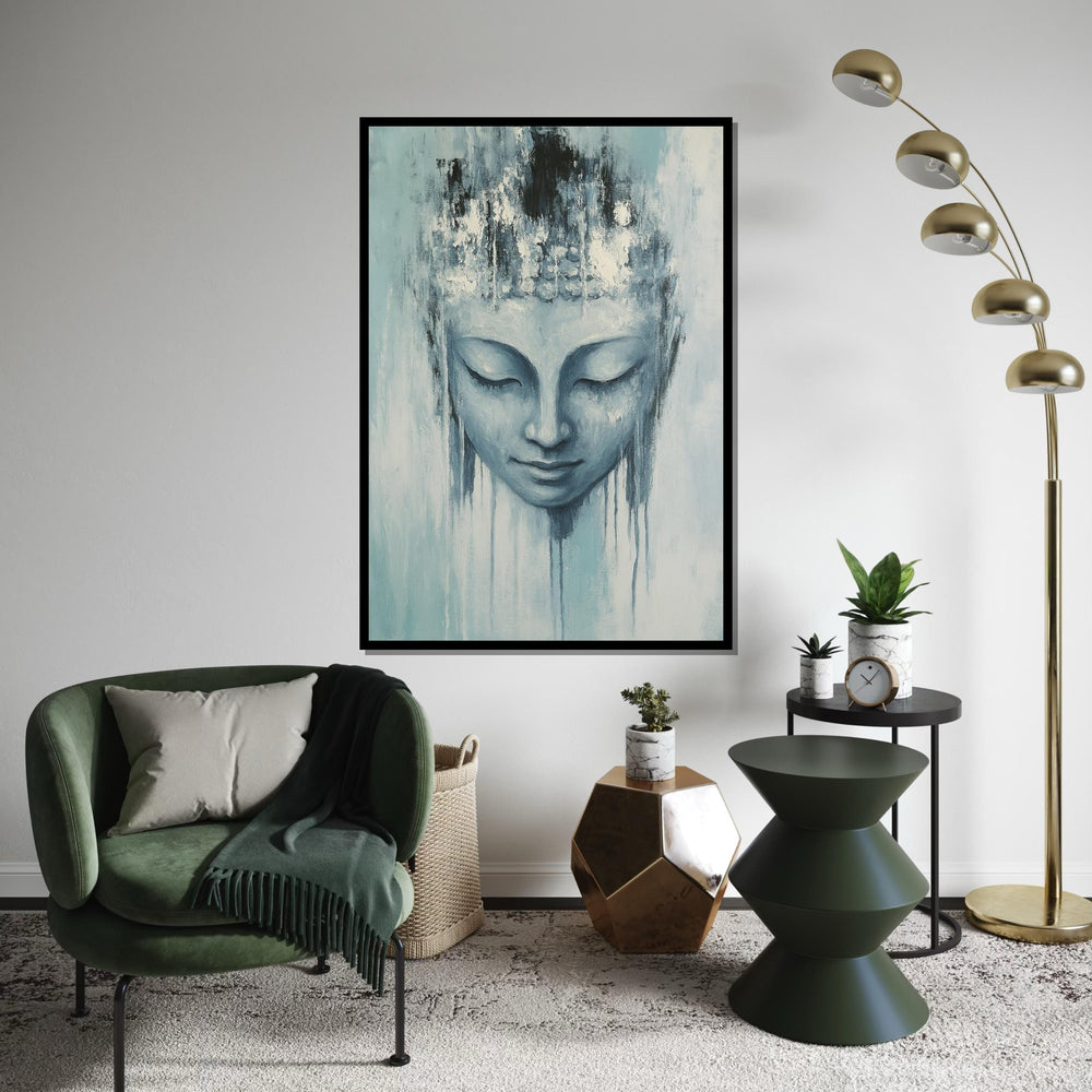 Serene Buddha Canvas, Meditative Wall Art, Spiritual Buddha Poster, Zen Art Canvas Design, Ready To Hang Decoration, Tranquil Home Decor