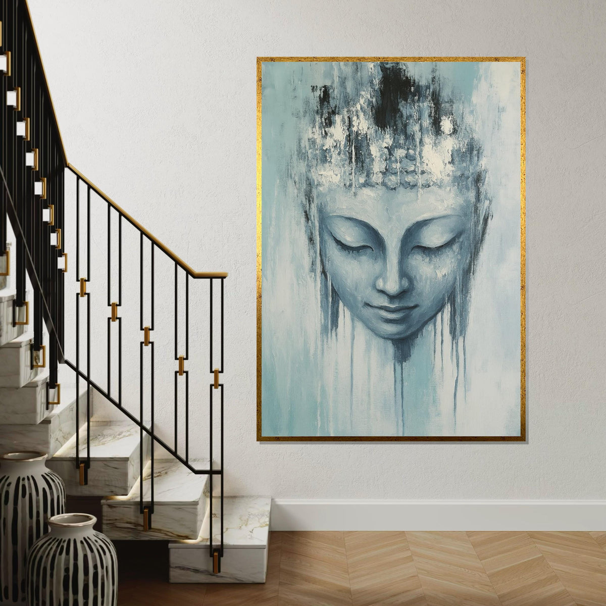 Serene Buddha Canvas, Meditative Wall Art, Spiritual Buddha Poster, Zen Art Canvas Design, Ready To Hang Decoration, Tranquil Home Decor