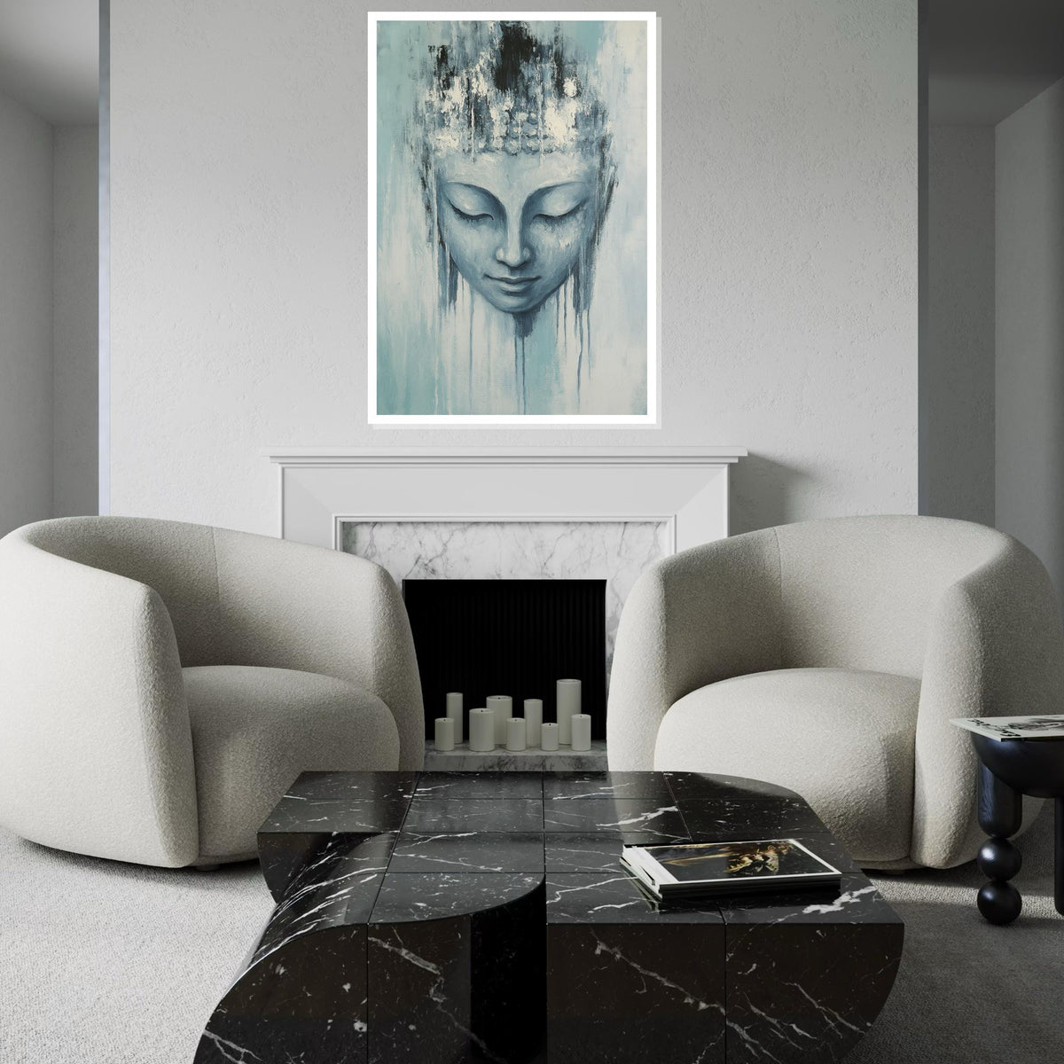 Serene Buddha Canvas, Meditative Wall Art, Spiritual Buddha Poster, Zen Art Canvas Design, Ready To Hang Decoration, Tranquil Home Decor