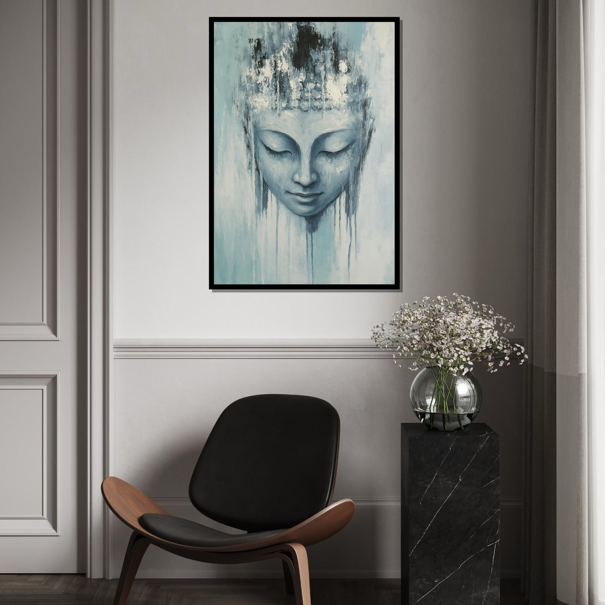 Serene Buddha Canvas, Meditative Wall Art, Spiritual Buddha Poster, Zen Art Canvas Design, Ready To Hang Decoration, Tranquil Home Decor