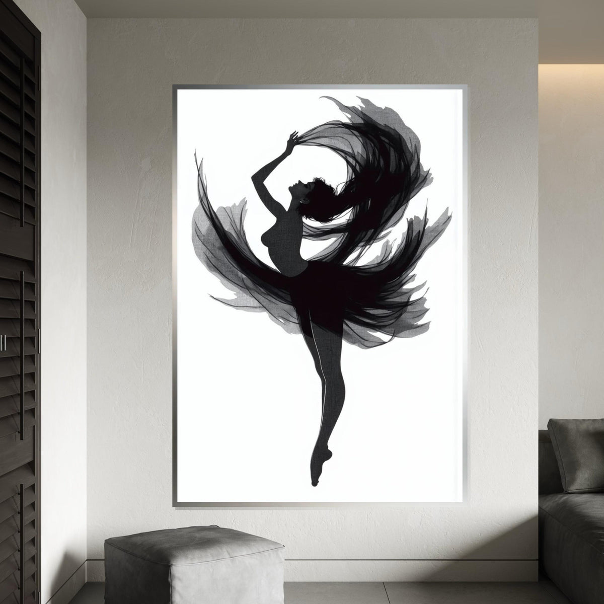 Elegant Ballerina Canvas, Graceful Dance Silhouette Art, Wall Art Canvas Design, Ready To Hang Home Decor