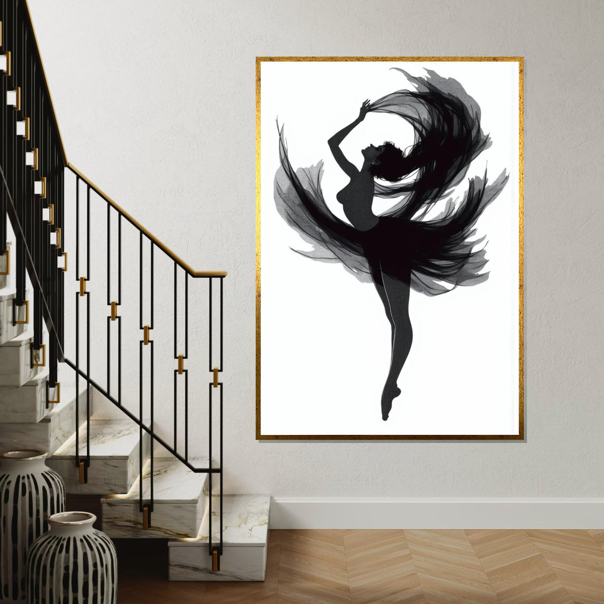 Elegant Ballerina Canvas, Graceful Dance Silhouette Art, Wall Art Canvas Design, Ready To Hang Home Decor