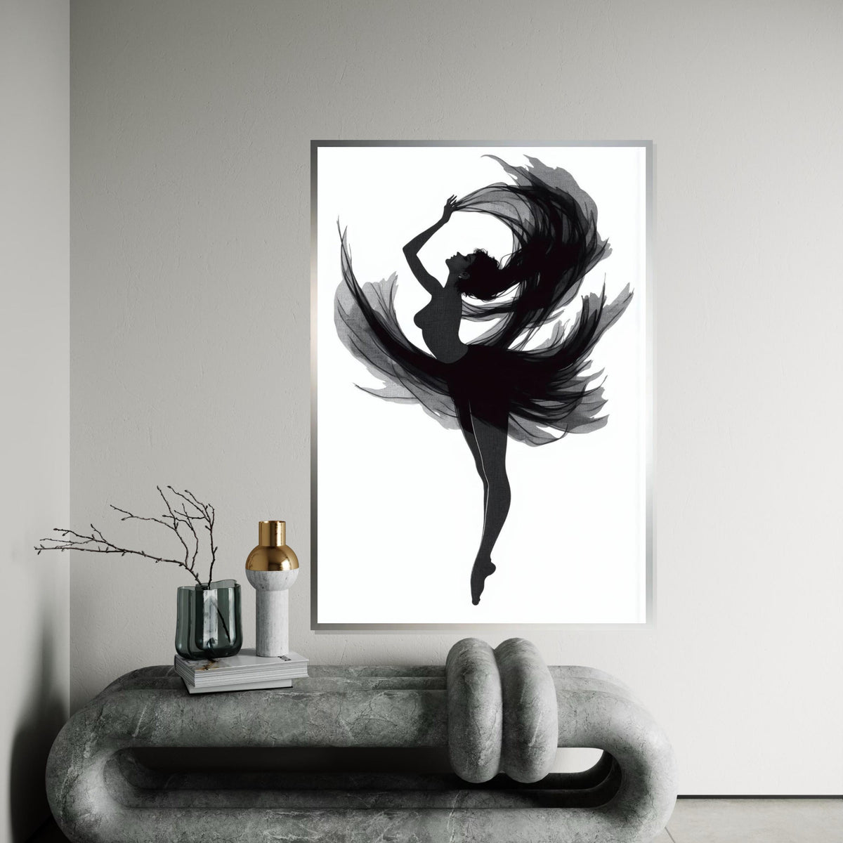 Elegant Ballerina Canvas, Graceful Dance Silhouette Art, Wall Art Canvas Design, Ready To Hang Home Decor