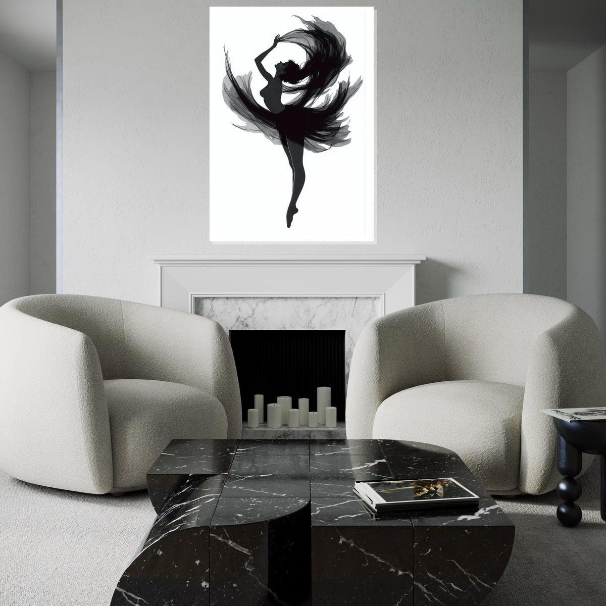 Elegant Ballerina Canvas, Graceful Dance Silhouette Art, Wall Art Canvas Design, Ready To Hang Home Decor