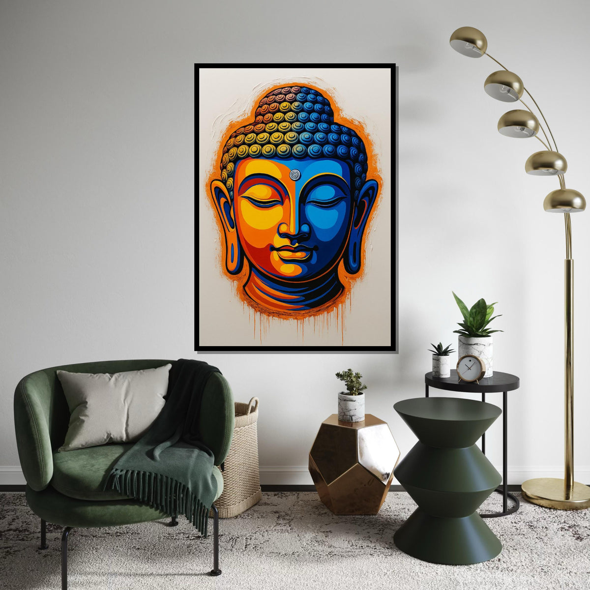 Vibrant Buddha Canvas, Multicolor Buddhist Art, Peaceful Face Wall Art, Zen Canvas Print, Spiritual Wall Decor, Ready To Hang Decoration