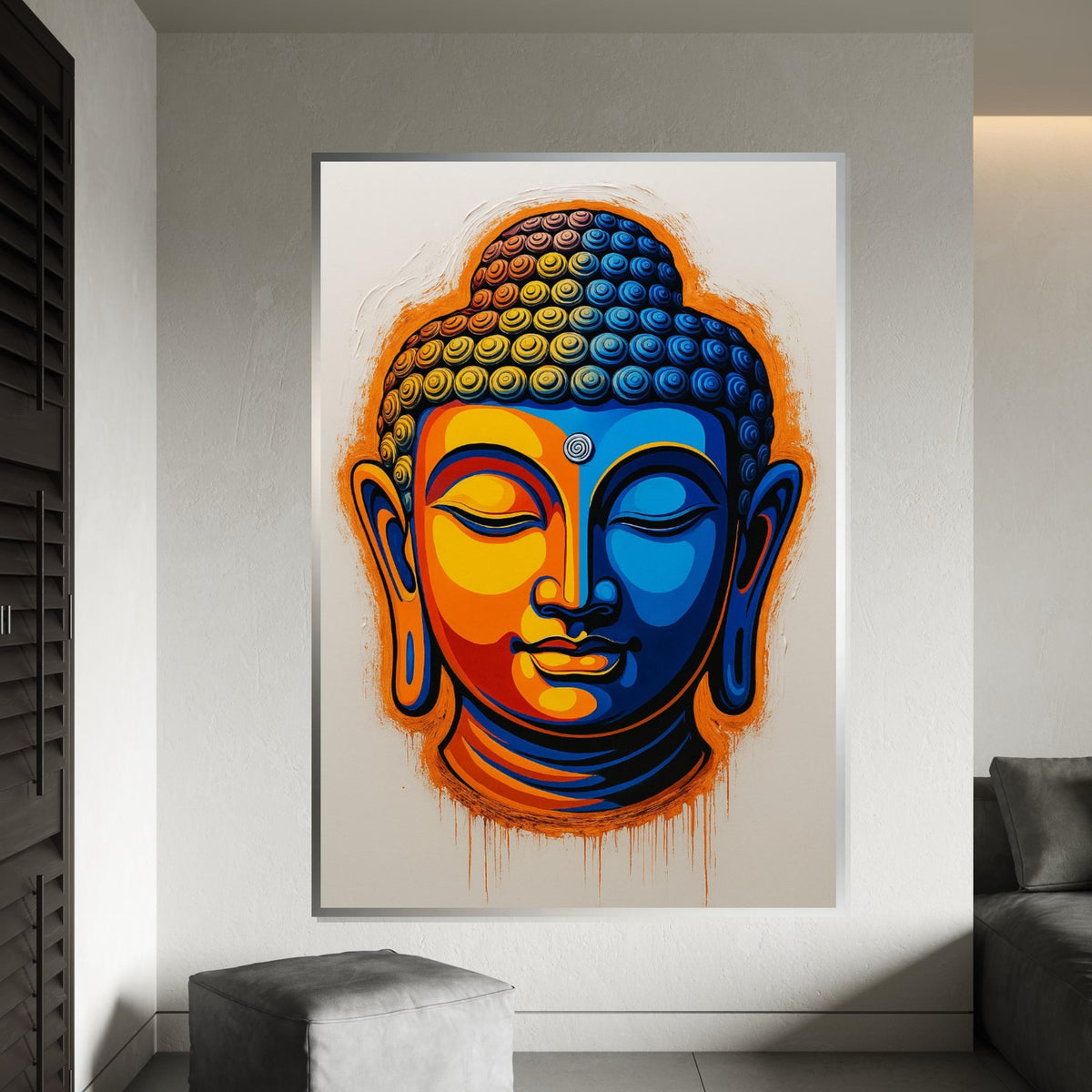 Vibrant Buddha Canvas, Multicolor Buddhist Art, Peaceful Face Wall Art, Zen Canvas Print, Spiritual Wall Decor, Ready To Hang Decoration